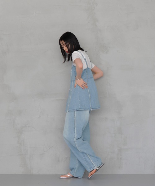 LIAN（リアン）の「フリンジデニムカーブパンツ（デニムパンツ・レディース・ブルー系その他/ブラック/ブルー・MEDIUM/SMALL）」の13枚目の写真