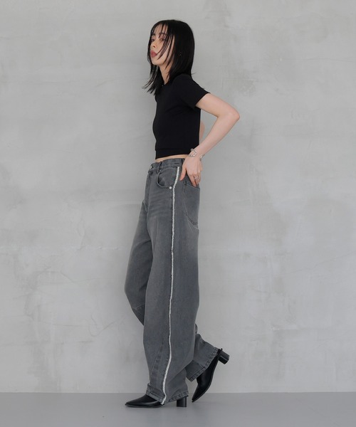 LIAN（リアン）の「フリンジデニムカーブパンツ（デニムパンツ・レディース・ブルー系その他/ブラック/ブルー・MEDIUM/SMALL）」の17枚目の写真