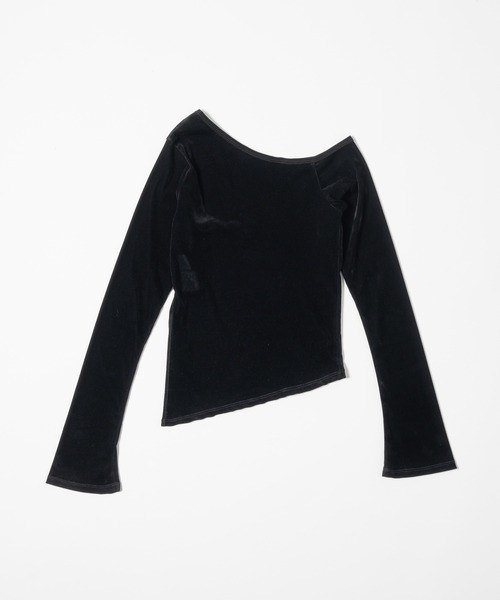 17HR（セブンティーンアワーズ）の「タイ付きシアーベロアオフショルトップス（Tシャツ/カットソー・レディース・ブラック/ライトグレー/ブルー・FREE）」の11枚目の写真