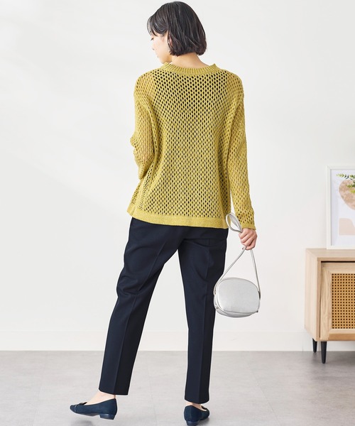 BELLUNA PLUS(ベルーナ)の「麻調ストレッチ素材テーパードパンツ65丈(スラックス・レディース・ネイビー/パープル/アイボリー/モカ・MEDIUM/SMALL/X-LARGE/LARGE)」の11枚目の写真