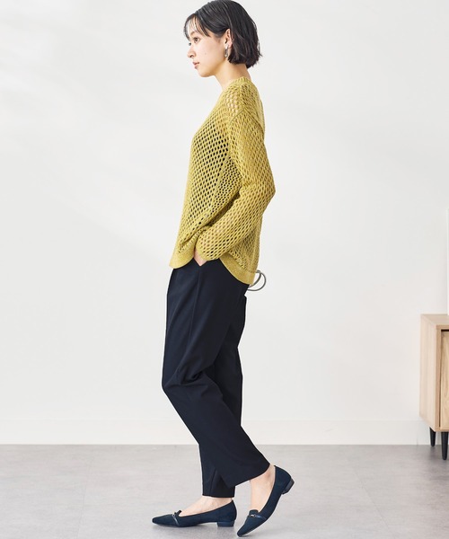 BELLUNA PLUS(ベルーナ)の「麻調ストレッチ素材テーパードパンツ65丈(スラックス・レディース・ネイビー/パープル/アイボリー/モカ・MEDIUM/SMALL/X-LARGE/LARGE)」の10枚目の写真