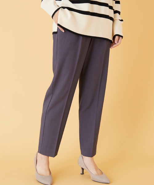 BELLUNA PLUS(ベルーナ)の「麻調ストレッチ素材テーパードパンツ65丈(スラックス・レディース・ネイビー/パープル/アイボリー/モカ・MEDIUM/SMALL/X-LARGE/LARGE)」の15枚目の写真
