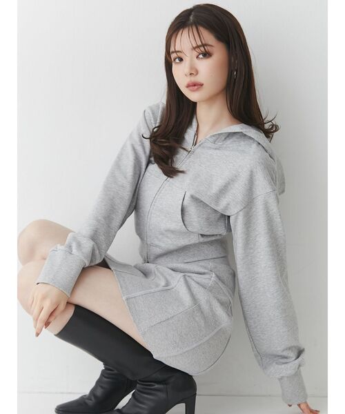 RESEXXY（リゼクシー）の「フロントジップクロップドパーカー【セットアップ着用可能】（パーカー・レディース・ホワイト/グレー/ブラック・FREE）」の17枚目の写真