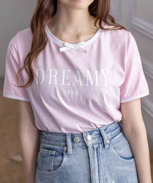 clear（クリア）の「配色リボンロゴTシャツ（Tシャツ/カットソー・レディース・ブラック/オフホワイト/ピンク・F）」の3枚目の写真