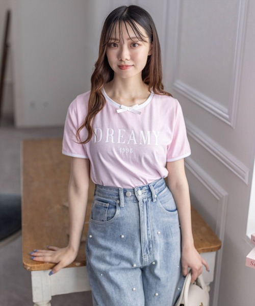 clear（クリア）の「配色リボンロゴTシャツ（Tシャツ/カットソー・レディース・ブラック/オフホワイト/ピンク・F）」の13枚目の写真