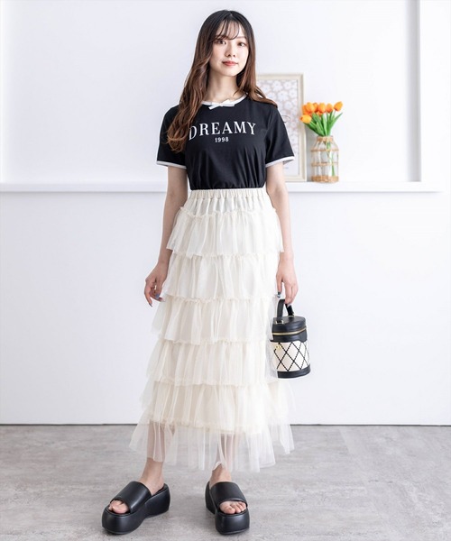 clear（クリア）の「配色リボンロゴTシャツ（Tシャツ/カットソー・レディース・ブラック/オフホワイト/ピンク・F）」の16枚目の写真