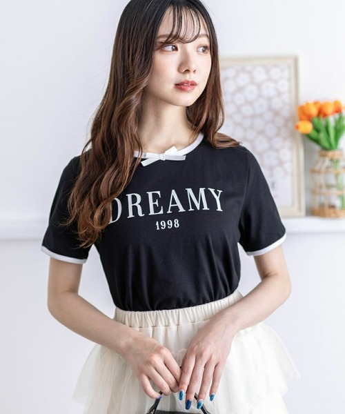 clear（クリア）の「配色リボンロゴTシャツ（Tシャツ/カットソー・レディース・ブラック/オフホワイト/ピンク・F）」の20枚目の写真