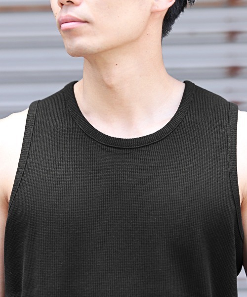 LUXSTYLE(ラグスタイル)の「ワッフルタンクトップ(タンクトップ・メンズ・ブラック/ホワイト・L/M/XL)」の16枚目の写真