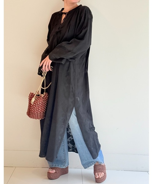 sara mallika(サラ マリカ)の「C.LINEN JOINT LACE DRESS(ワンピース・レディース・ブラック・M)」の3枚目の写真