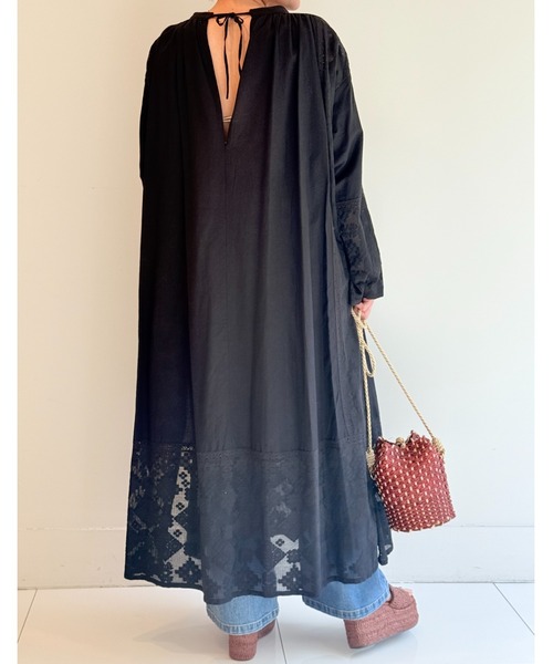 sara mallika(サラ マリカ)の「C.LINEN JOINT LACE DRESS(ワンピース・レディース・ブラック・M)」の6枚目の写真