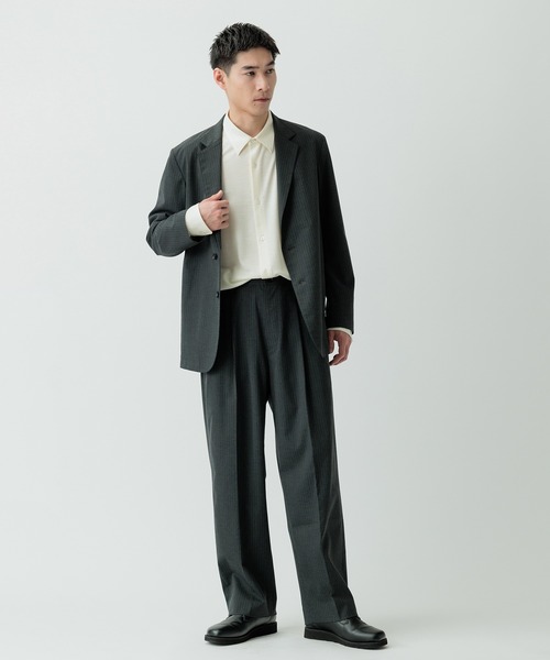 【セール】【Chambrer/シャンブレ】ワイドテーパード イージー ツータック スラックス / シーズンレス / セットアップ対応（スラックス）｜ADAM ET ROPE'（アダムエロペ）