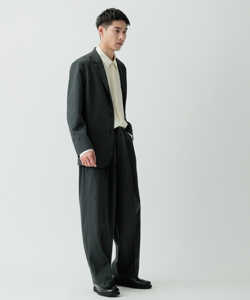 【セール】【Chambrer/シャンブレ】ワイドテーパード イージー ツータック スラックス / シーズンレス / セットアップ対応（スラックス）｜ADAM ET ROPE'（アダムエロペ）