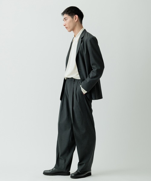 【セール】【Chambrer/シャンブレ】ワイドテーパード イージー ツータック スラックス / シーズンレス / セットアップ対応（スラックス）｜ADAM ET ROPE'（アダムエロペ）