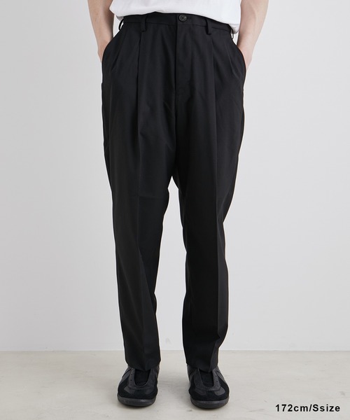 【セール】【Chambrer/シャンブレ】ワイドテーパード イージー ツータック スラックス / シーズンレス / セットアップ対応（スラックス）｜ADAM ET ROPE'（アダムエロペ）