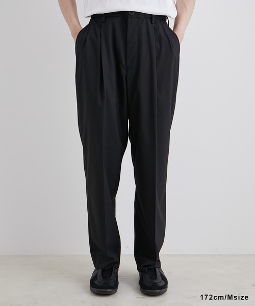 【セール】【Chambrer/シャンブレ】ワイドテーパード イージー ツータック スラックス / シーズンレス / セットアップ対応（スラックス）｜ADAM ET ROPE'（アダムエロペ）