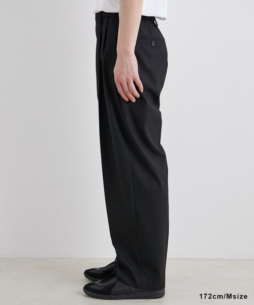 【セール】【Chambrer/シャンブレ】ワイドテーパード イージー ツータック スラックス / シーズンレス / セットアップ対応（スラックス）｜ADAM ET ROPE'（アダムエロペ）