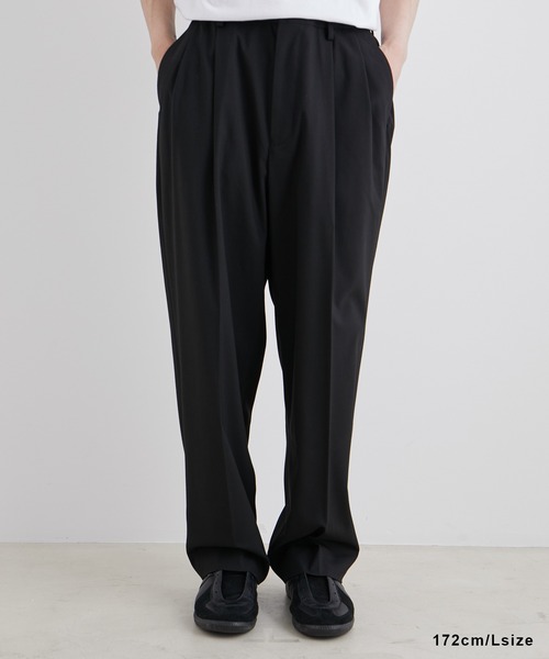 【セール】【Chambrer/シャンブレ】ワイドテーパード イージー ツータック スラックス / シーズンレス / セットアップ対応（スラックス）｜ADAM ET ROPE'（アダムエロペ）