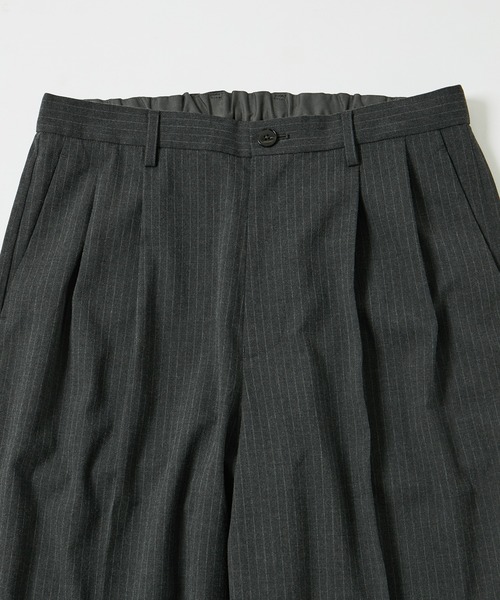 【セール】【Chambrer/シャンブレ】ワイドテーパード イージー ツータック スラックス / シーズンレス / セットアップ対応（スラックス）｜ADAM ET ROPE'（アダムエロペ）