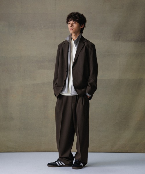 【セール】【Chambrer/シャンブレ】ワイドテーパード イージー ツータック スラックス / シーズンレス / セットアップ対応（スラックス）｜ADAM ET ROPE'（アダムエロペ）