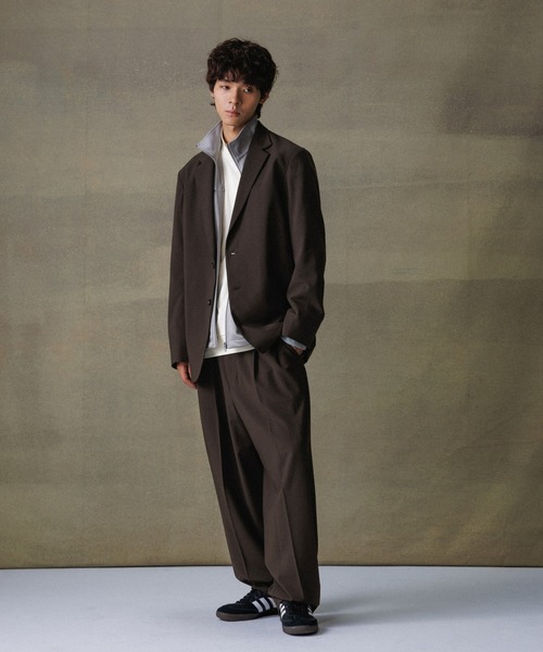 【セール】【Chambrer/シャンブレ】ワイドテーパード イージー ツータック スラックス / シーズンレス / セットアップ対応（スラックス）｜ADAM ET ROPE'（アダムエロペ）