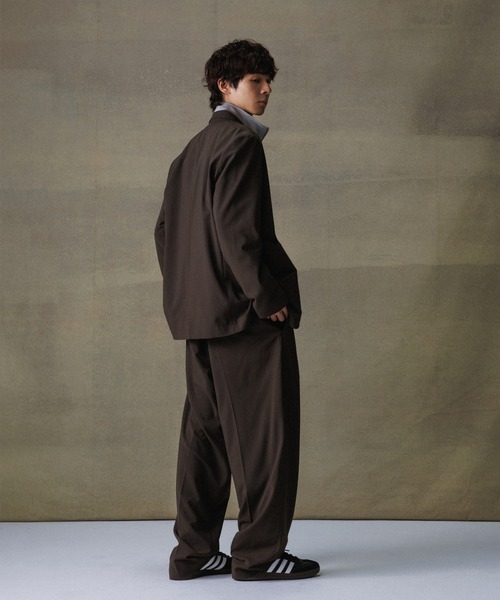 【セール】【Chambrer/シャンブレ】ワイドテーパード イージー ツータック スラックス / シーズンレス / セットアップ対応（スラックス）｜ADAM ET ROPE'（アダムエロペ）