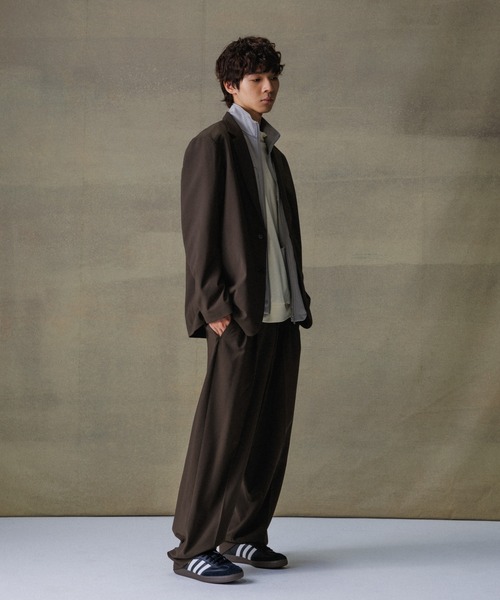 【セール】【Chambrer/シャンブレ】ワイドテーパード イージー ツータック スラックス / シーズンレス / セットアップ対応（スラックス）｜ADAM ET ROPE'（アダムエロペ）