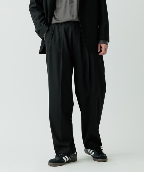 【セール】【Chambrer/シャンブレ】ワイドテーパード イージー ツータック スラックス / シーズンレス / セットアップ対応（スラックス）｜ADAM ET ROPE'（アダムエロペ）