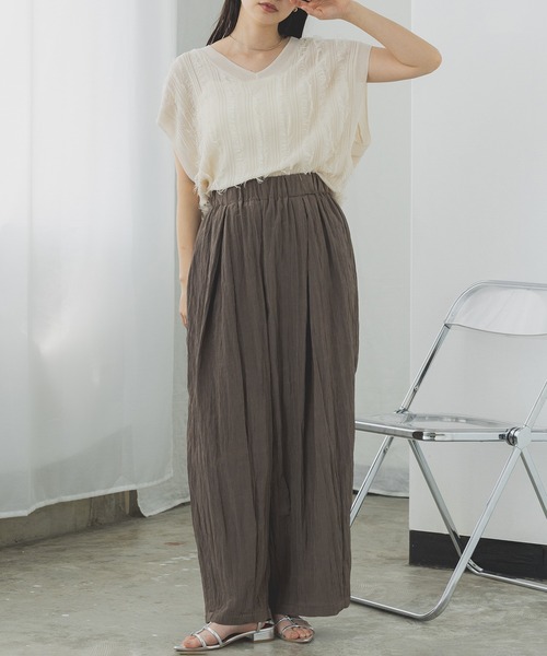 hunch(ハンチ)の「ワッシャータックパンツ(その他パンツ・レディース・ブラウン/ゴールド系/ブラック・FREE)」の16枚目の写真