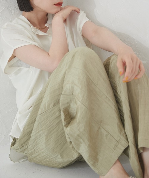 hunch(ハンチ)の「ワッシャータックパンツ(その他パンツ・レディース・ブラウン/ゴールド系/ブラック・FREE)」の4枚目の写真