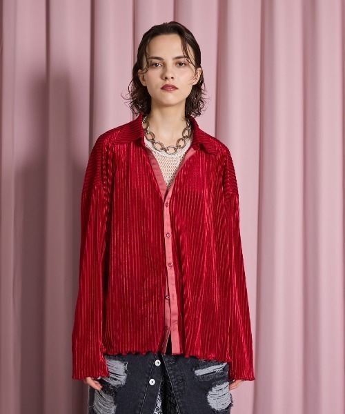 seyto（セイト）の「Velour striped shear shirt / ベロア