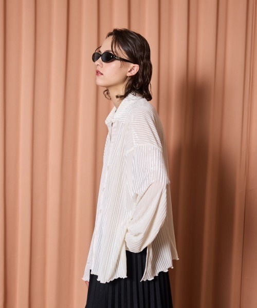 seyto（セイト）の「Velour striped shear shirt / ベロア