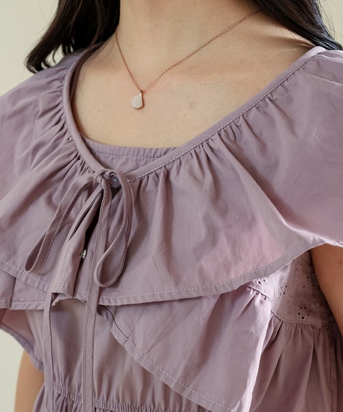 Lace Ladies(レースレディース)の「【2点セット】ボレロ付き フリルカラー ハイウエスト ティアード ロング コットン ワンピース(ワンピース・レディース・グレー/ブラック/ラベンダー・FREE)」の18枚目の写真