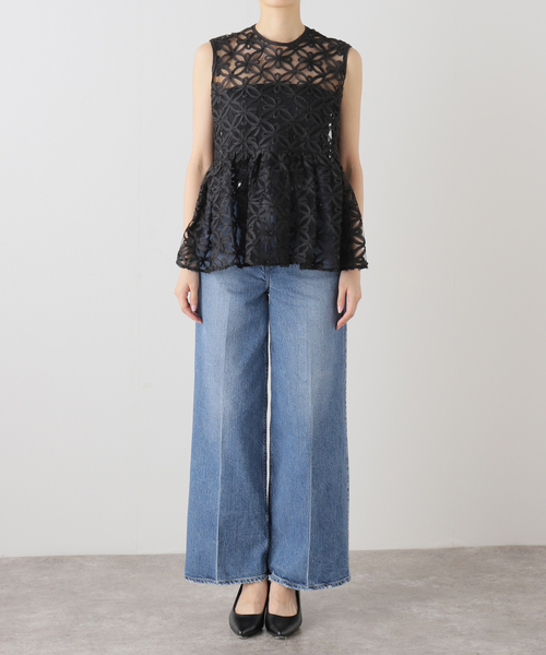 La TOTALITE(ラトータリテ)の「チュール刺繍ブラウス(シャツ/ブラウス・レディース・ブラック/ホワイト・FREE)」の10枚目の写真