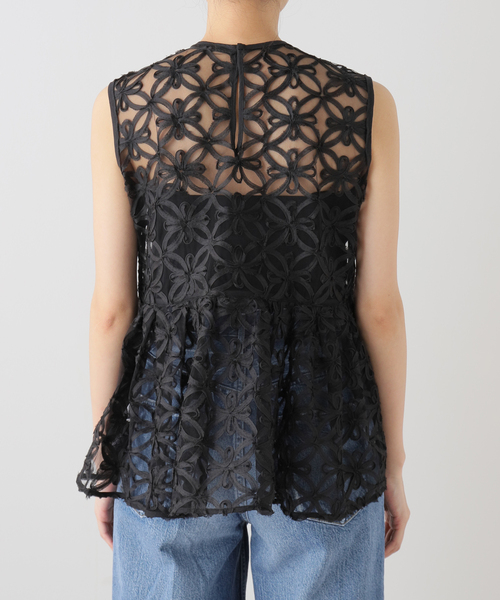 La TOTALITE(ラトータリテ)の「チュール刺繍ブラウス(シャツ/ブラウス・レディース・ブラック/ホワイト・FREE)」の13枚目の写真