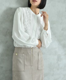 INTERPLANET | デシン＊レース長袖シャツ(シャツ/ブラウス)