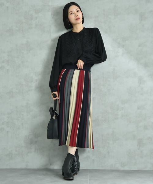 INTERPLANET（インタープラネット）の「デシン＊レース長袖シャツ（シャツ/ブラウス・レディース・オフホワイト/ブラック・FREE）」の11枚目の写真