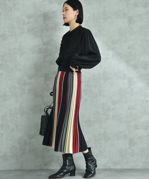 INTERPLANET（インタープラネット）の「デシン＊レース長袖シャツ（シャツ/ブラウス・レディース・オフホワイト/ブラック・FREE）」の12枚目の写真