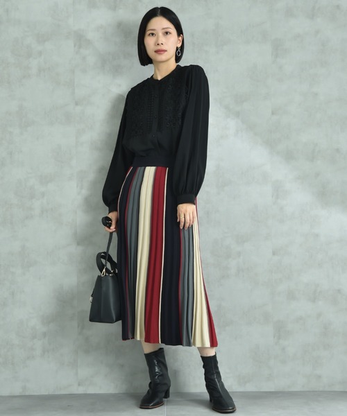 INTERPLANET（インタープラネット）の「デシン＊レース長袖シャツ（シャツ/ブラウス・レディース・オフホワイト/ブラック・FREE）」の13枚目の写真