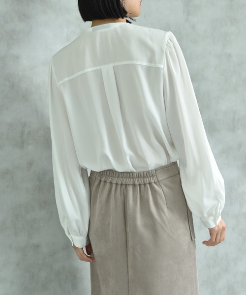 INTERPLANET（インタープラネット）の「デシン＊レース長袖シャツ（シャツ/ブラウス・レディース・オフホワイト/ブラック・FREE）」の16枚目の写真