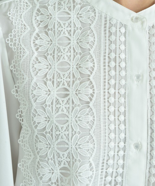 INTERPLANET（インタープラネット）の「デシン＊レース長袖シャツ（シャツ/ブラウス・レディース・オフホワイト/ブラック・FREE）」の19枚目の写真