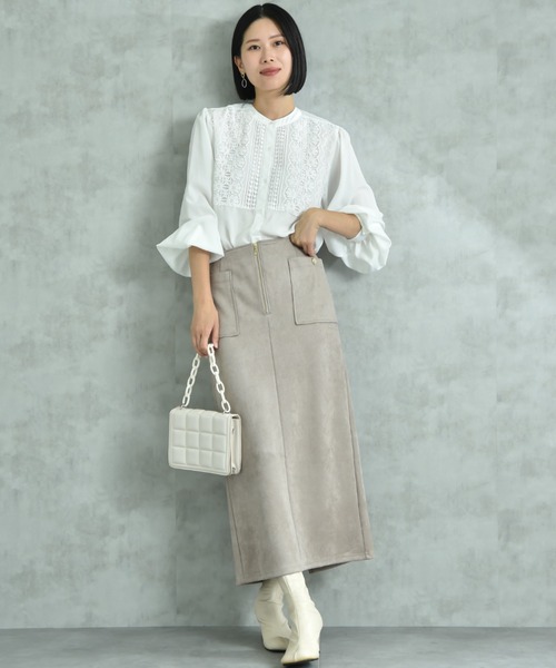 INTERPLANET（インタープラネット）の「デシン＊レース長袖シャツ（シャツ/ブラウス・レディース・オフホワイト/ブラック・FREE）」の20枚目の写真