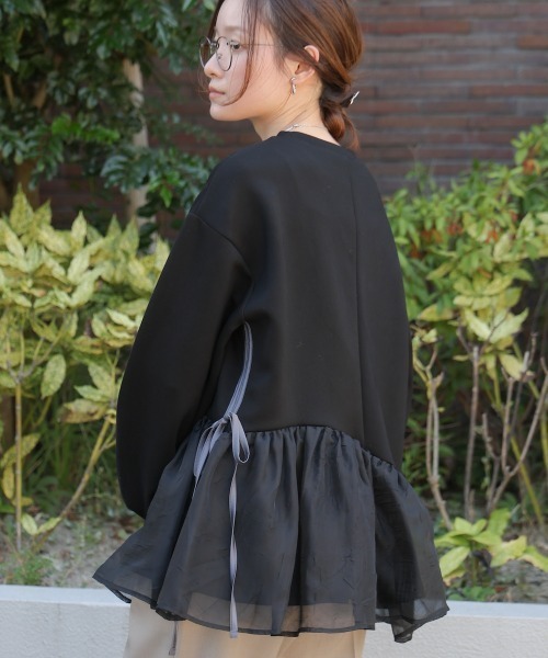 tシャツ ペプラムオーガンジーポンチトップス レディース セール】【大人気アイテム再販！】ペプラムオーガンジーポンチ
