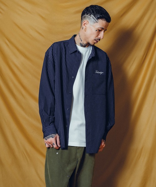 Subciety(サブサエティ)の「WOOL-LIKE LOOSE STRIPE SHIRT(シャツ/ブラウス・メンズ・ホワイト/グレー/ブルー/ネイビー/ブラック・X-LARGE/LARGE/MEDIUM/SMALL)」の11枚目の写真
