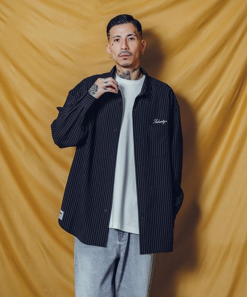 Subciety(サブサエティ)の「WOOL-LIKE LOOSE STRIPE SHIRT(シャツ/ブラウス・メンズ・ホワイト/グレー/ブルー/ネイビー/ブラック・X-LARGE/LARGE/MEDIUM/SMALL)」の19枚目の写真