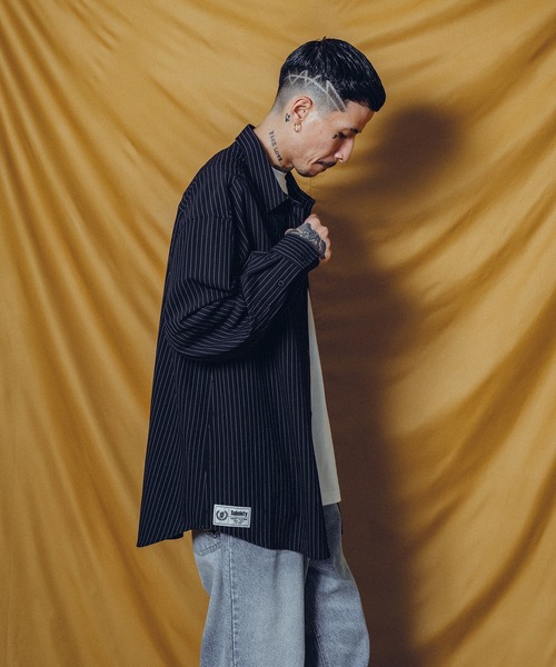 Subciety(サブサエティ)の「WOOL-LIKE LOOSE STRIPE SHIRT(シャツ/ブラウス・メンズ・ホワイト/グレー/ブルー/ネイビー/ブラック・X-LARGE/LARGE/MEDIUM/SMALL)」の18枚目の写真