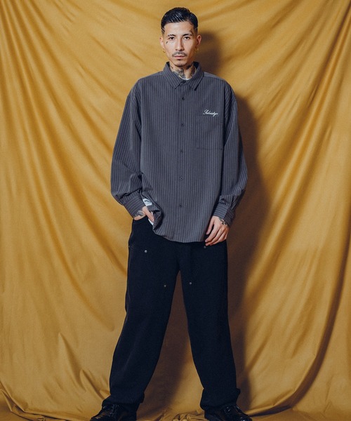 Subciety(サブサエティ)の「WOOL-LIKE LOOSE STRIPE SHIRT(シャツ/ブラウス・メンズ・ホワイト/グレー/ブルー/ネイビー/ブラック・X-LARGE/LARGE/MEDIUM/SMALL)」の12枚目の写真