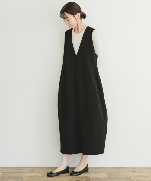 ITEMS URBANRESEARCH(アイテムズ アーバンリサーチ)の「リブトップス コクーンジャンスカセット(ジャンパースカート・レディース・ブラック/チャコールグレー・FREE)」の5枚目の写真