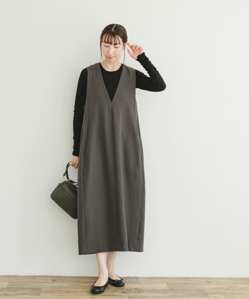 ITEMS URBANRESEARCH(アイテムズ アーバンリサーチ)の「リブトップス コクーンジャンスカセット(ジャンパースカート・レディース・ブラック/チャコールグレー・FREE)」の17枚目の写真