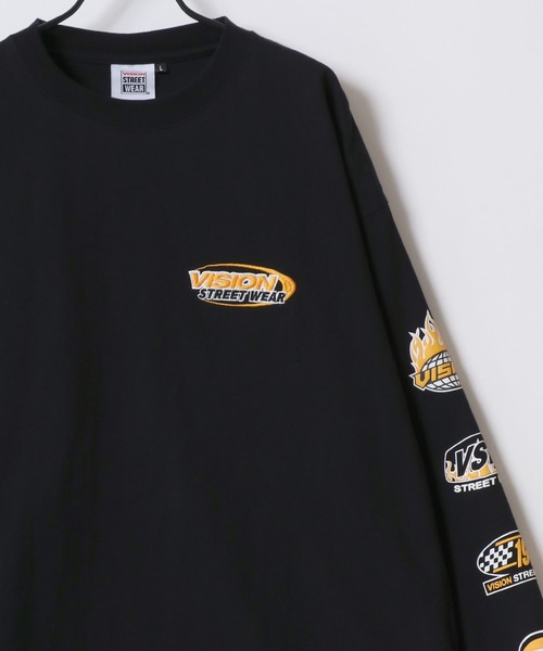 VISION STREET WEAR(ヴィジョンストリートウェア)の「VISION STREET WEAR/ヴィジョンストリートウェア LOGO HEART GHOST LS TEE/オーバーサイズ 袖プリント バックプリント ロゴ ワンポイント刺繍 ロングスリーブTシャツ/ロンT/レディース メンズ(Tシャツ/カットソー・メンズ・ブラック/ブラック系その他2/ブラック系その他/ホワイト系その他2/ホワイト/ホワイト系その他・M/L/LL)」の11枚目の写真