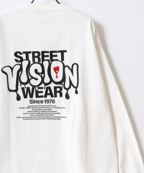 VISION STREET WEAR(ヴィジョンストリートウェア)の「VISION STREET WEAR/ヴィジョンストリートウェア LOGO HEART GHOST LS TEE/オーバーサイズ 袖プリント バックプリント ロゴ ワンポイント刺繍 ロングスリーブTシャツ/ロンT/レディース メンズ(Tシャツ/カットソー・メンズ・ブラック/ブラック系その他2/ブラック系その他/ホワイト系その他2/ホワイト/ホワイト系その他・M/L/LL)」の9枚目の写真